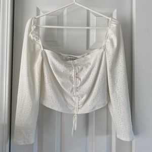 ACOA white long sleeve cropped top